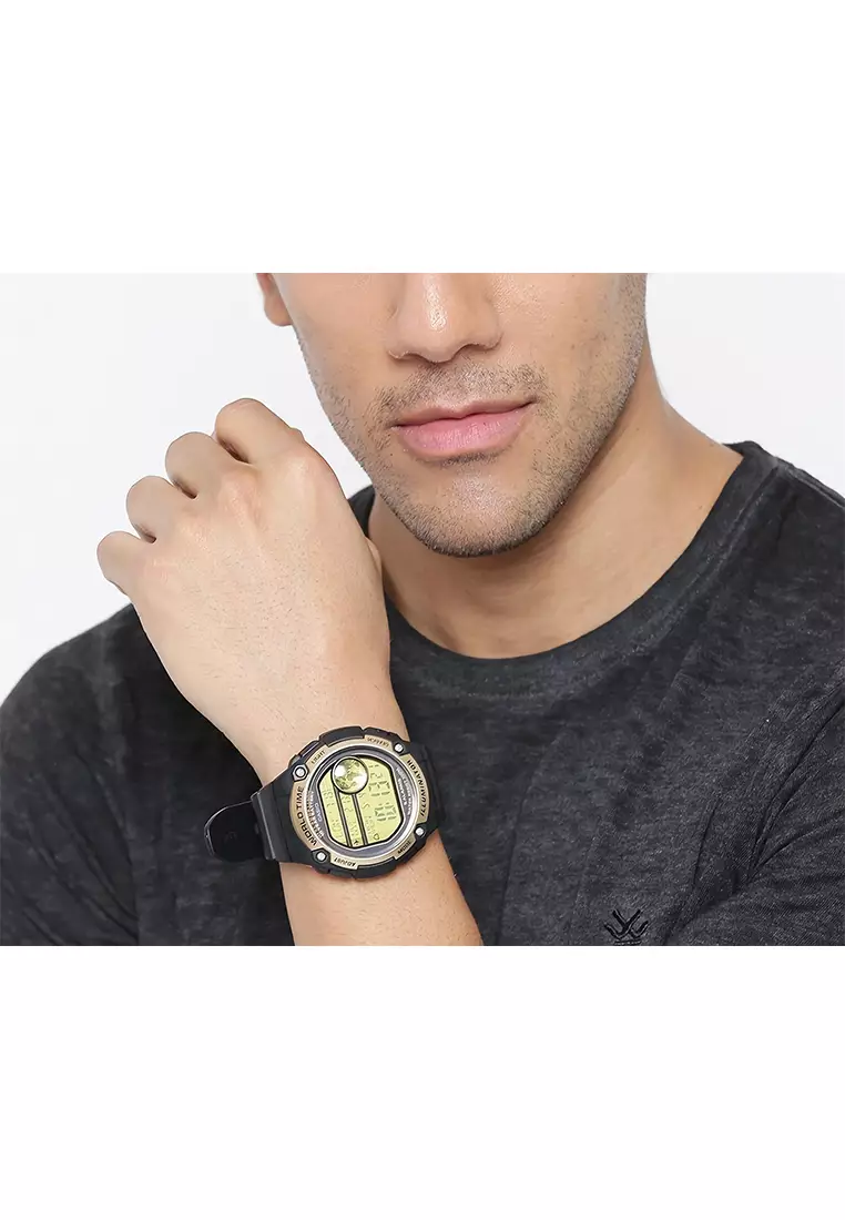 Jual Casio Casio World Time Jam Tangan Digital Pria Black Gold