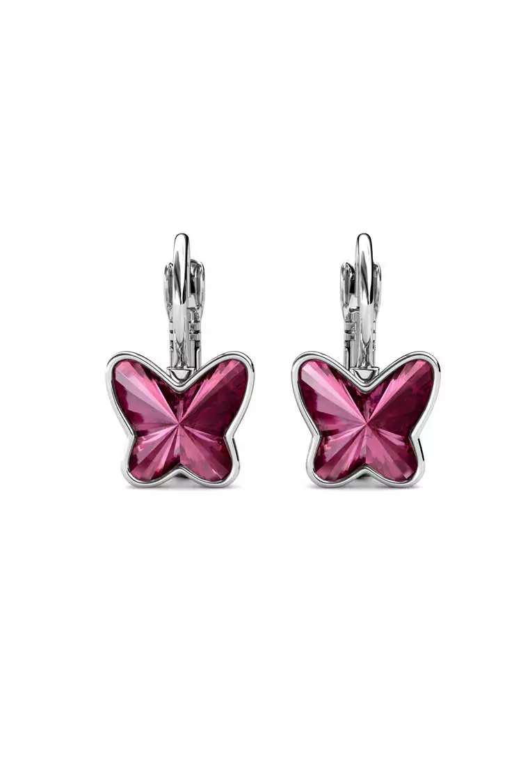 Her Jewellery Butterfly Cerulean Earrings (Purple) - Luxury Crystal Embellishments plated with 18K Gold