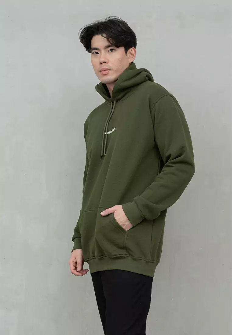 Houseofcuff Jaket Jumper Hoodie Tebal Premium Glow In The Dark Hijau Army