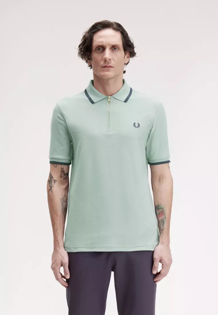 Buy Fred Perry Fred Perry M1672 Crepe Pique Polo Shirt (Bayleaf