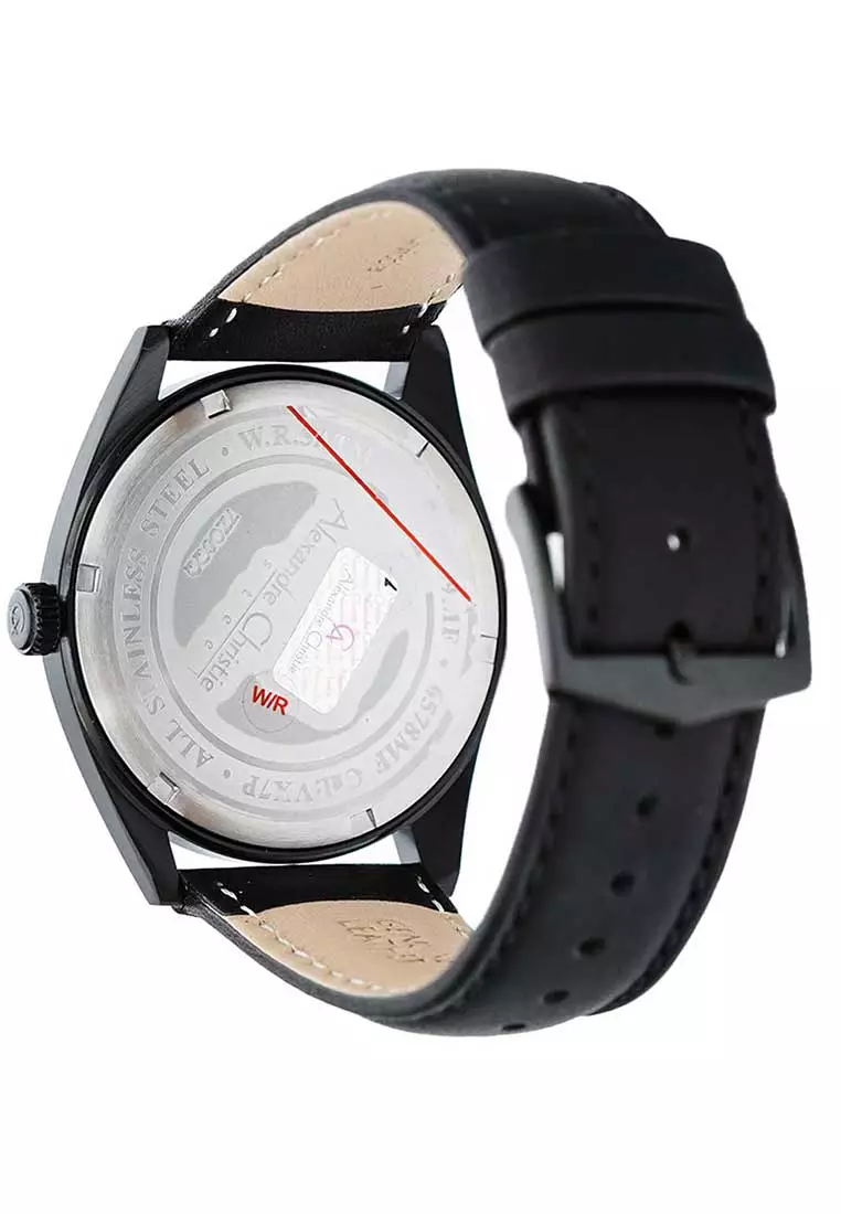 Alexandre Christie Jam Tangan Pria - Black - Leather Strap - 6578 MFLIPBA