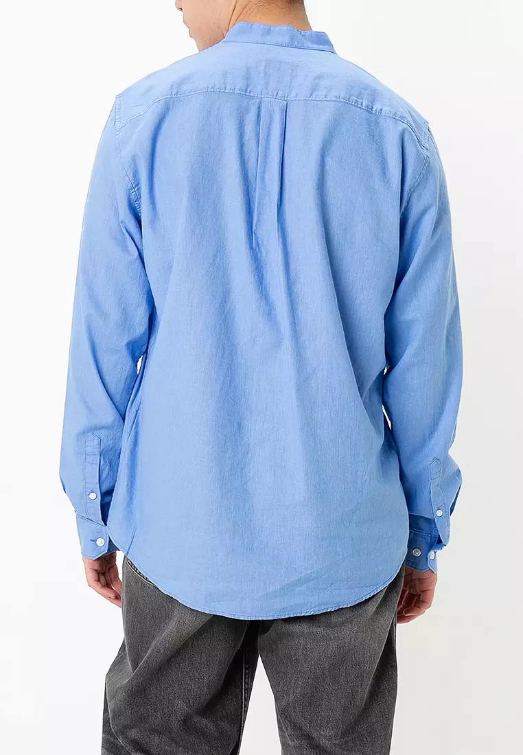 Linen Band Collar Shirt