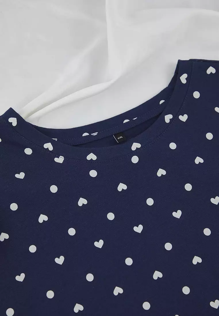 Plus Size Heart And Polka Dot Pyjama Set