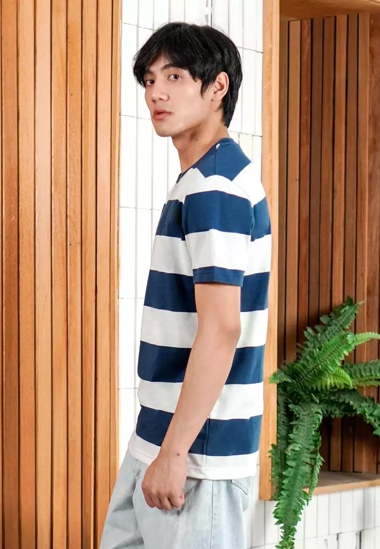 Matsuda T Shirt Pria Kaos Stripe Nanao