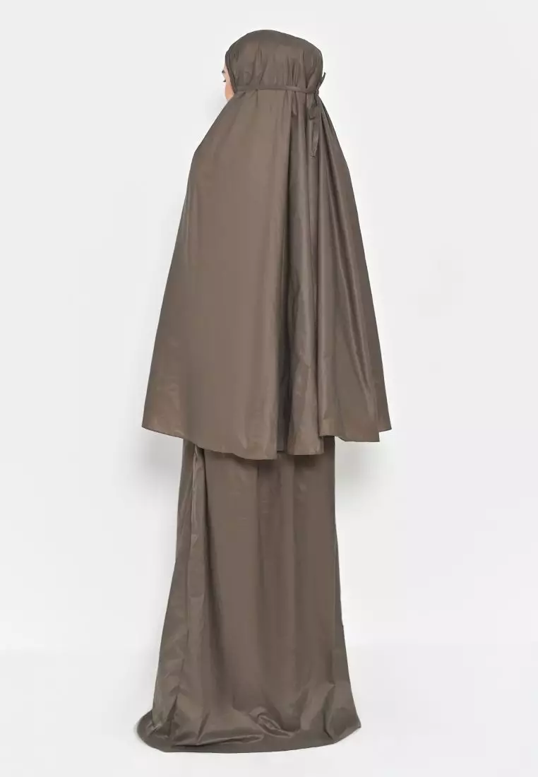 Mukena Traveling Mini Pouch Coffe Free Sajadah Travel