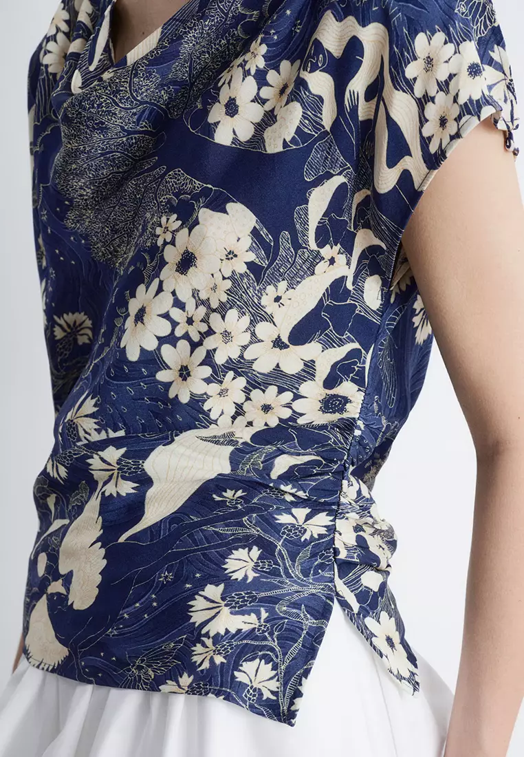 Draped Cowl-Neck Top