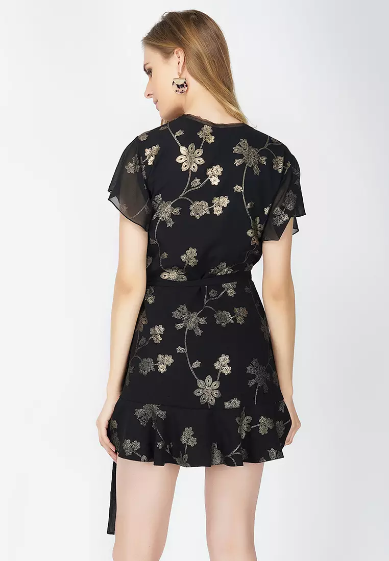 Buy Shaye Black Floral Wrap Dress 2024 Online Zalora 6863