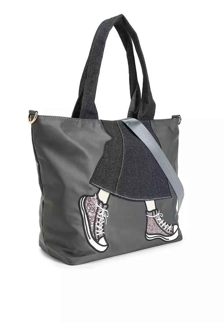 Embroidery Convertible Tote Bag