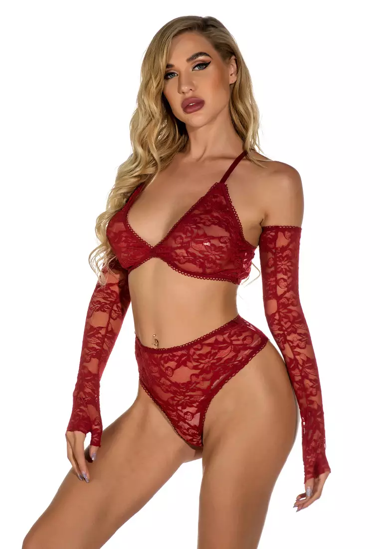 Buy LYCKA LDB4147-Lady Two Piece Sexy Bra and Panty Lingerie Pajamas Sets ( Red) Online