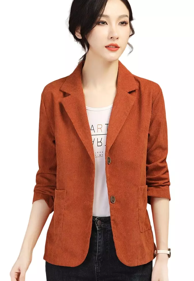 Buy online Solid Red Over Coat from blazers and coats for Women by