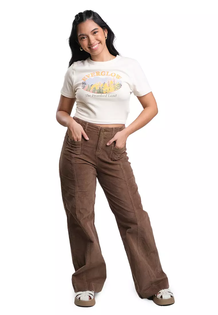 Corduroy Wide Leg Pants With Front Pockets