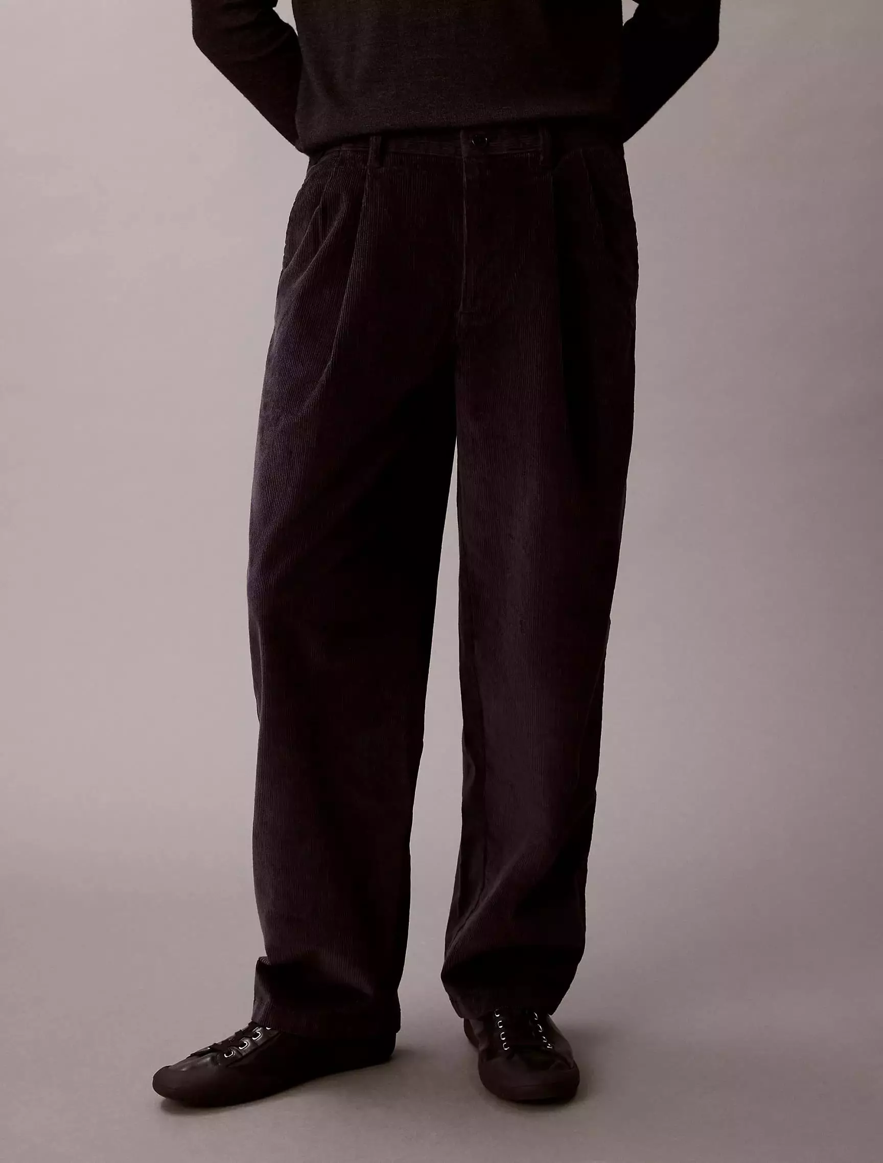 Calvin Klein - Corduroy Pleated Wide Leg Pants