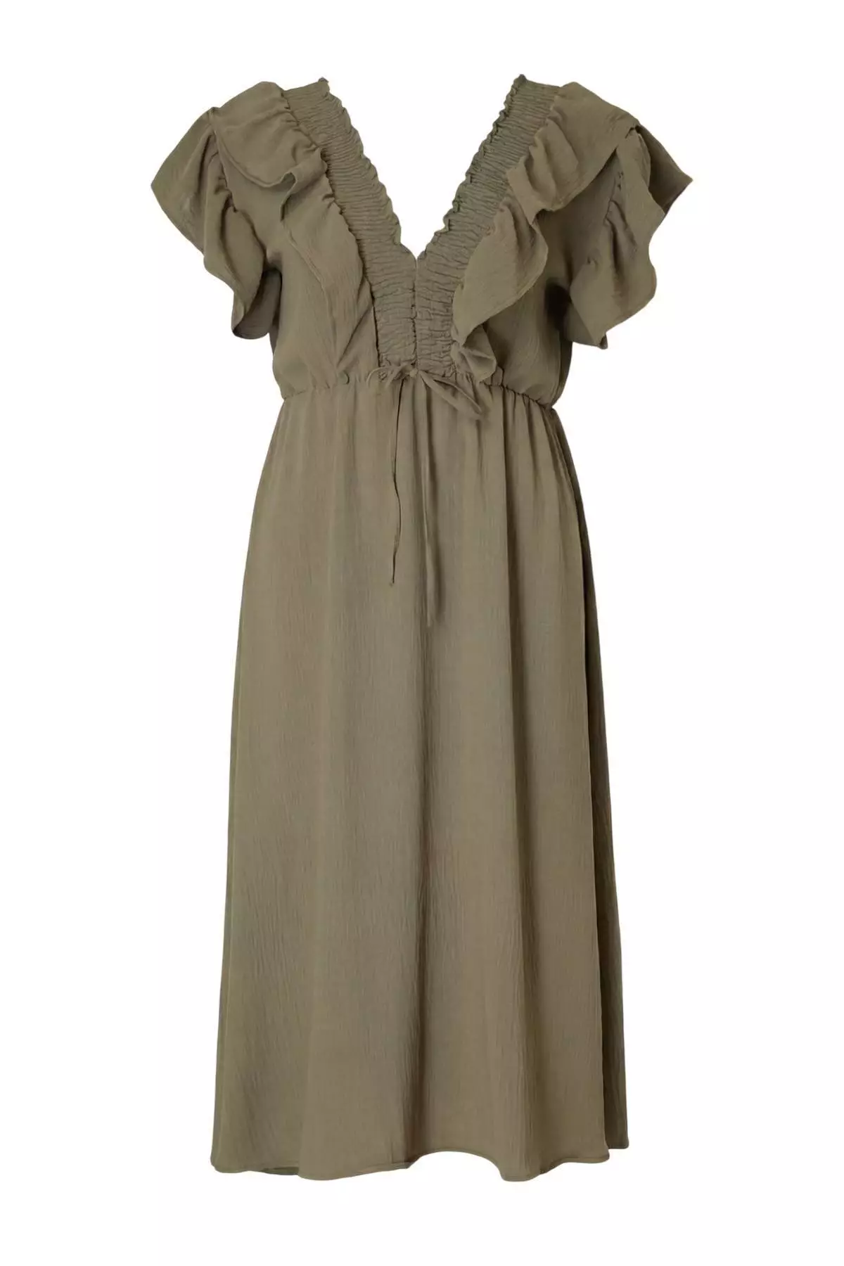 Khaki Woven Plus Size Dress Tbbss26Ah00034