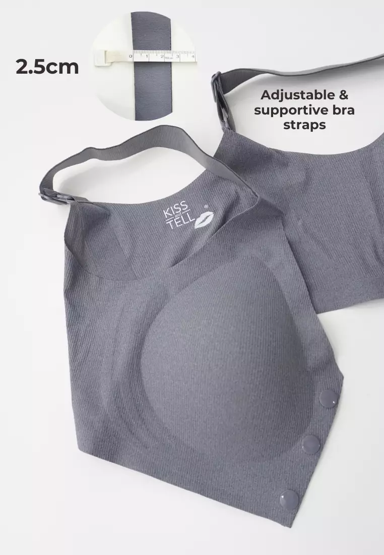 3 Pack Collins Plus Size Seamless Wireless Support Bra - Black, Green, Grey