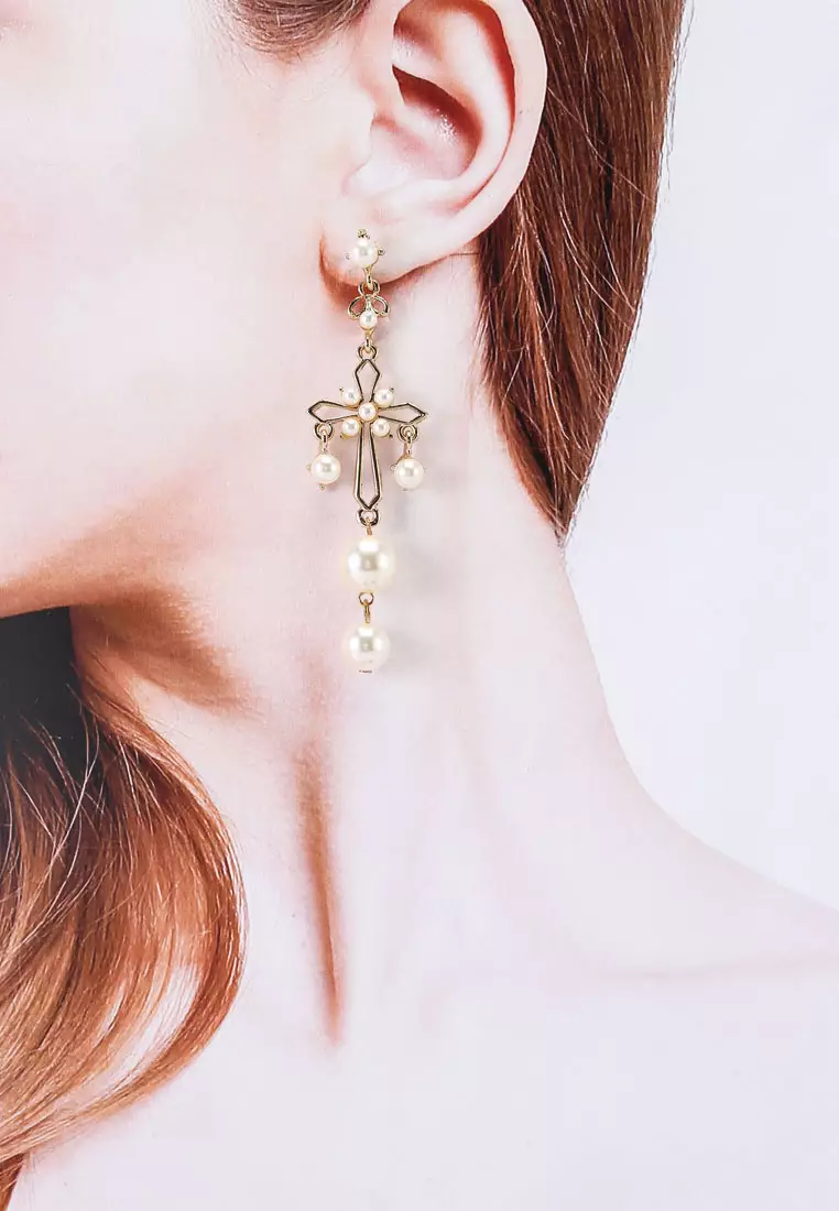 Dangle discount earrings cross