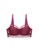 ZITIQUE red Women's 3/4 Cup Gathered Lace Lingerie Set (Bra And Underwear)  - Wine Red D87ADUS351A529GS_2