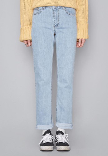 天空藍直筒牛仔褲, 服飾, 多色zalora 台灣牛仔褲