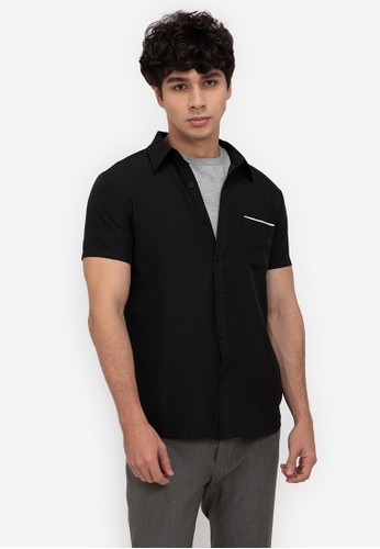 ZALORA BASICS black Pipe Pocket Short Sleeve Shirt 91001AA608CD9BGS_1
