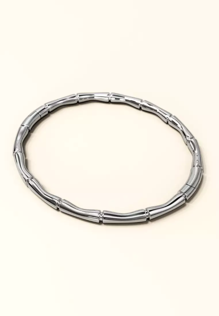 Trunket Bamboo Design Stainless Steel Bangle with a High Polish Finish