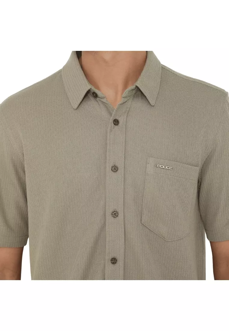 POLICE Kemeja Knit Premium Logo Plat Besi Regular Fit Pria