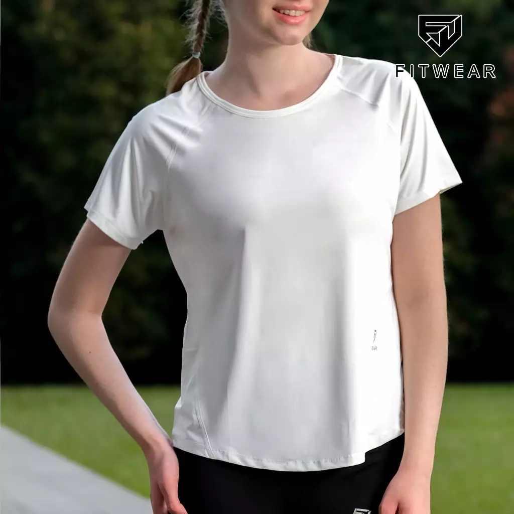 Fitwear Kaos Olahraga Wanita RORRA OVERSIZE DRYFIT BACKMESH - WHITE