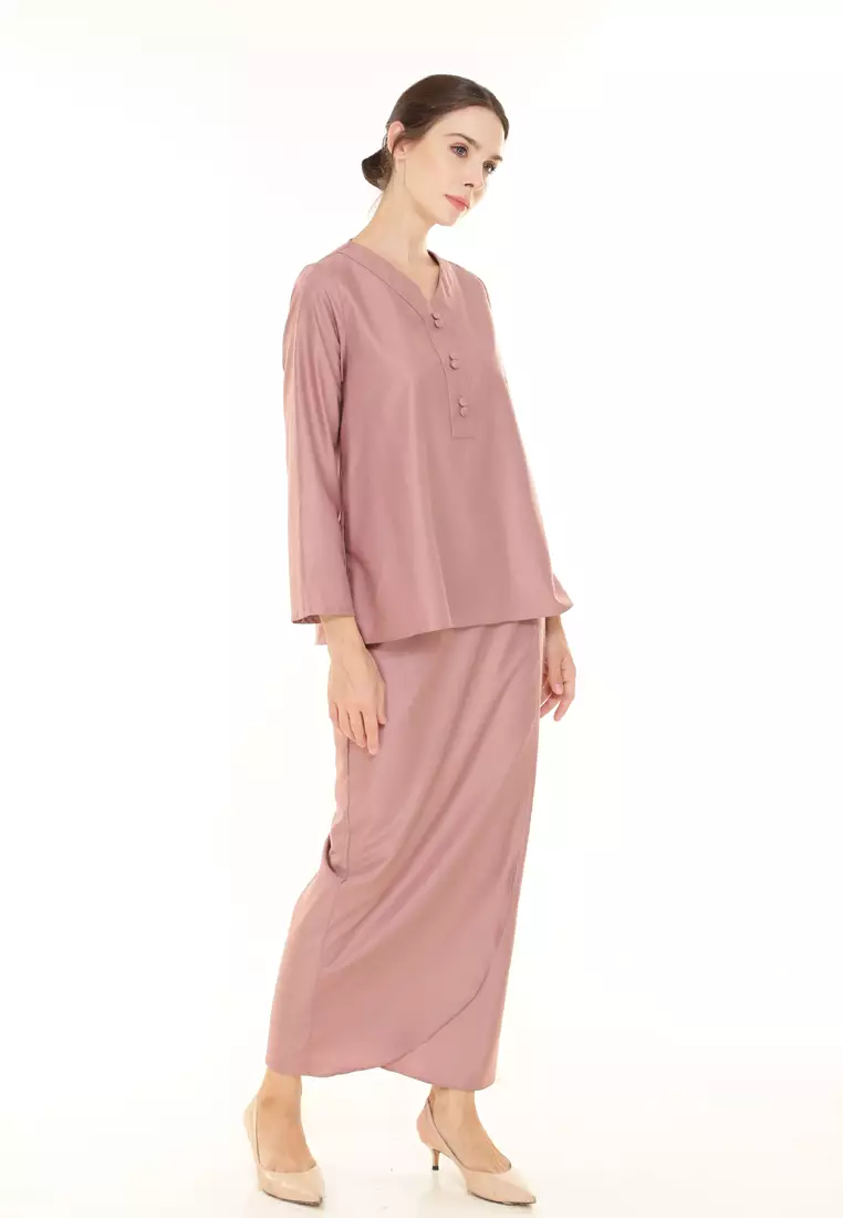 Kiera Kurung Kedah Modern in Dusty Pink