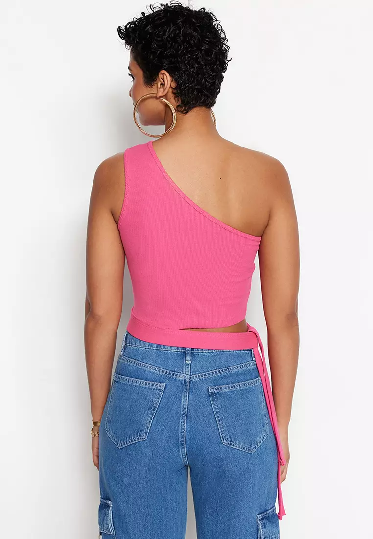 One Shoulder Tie Hem Top