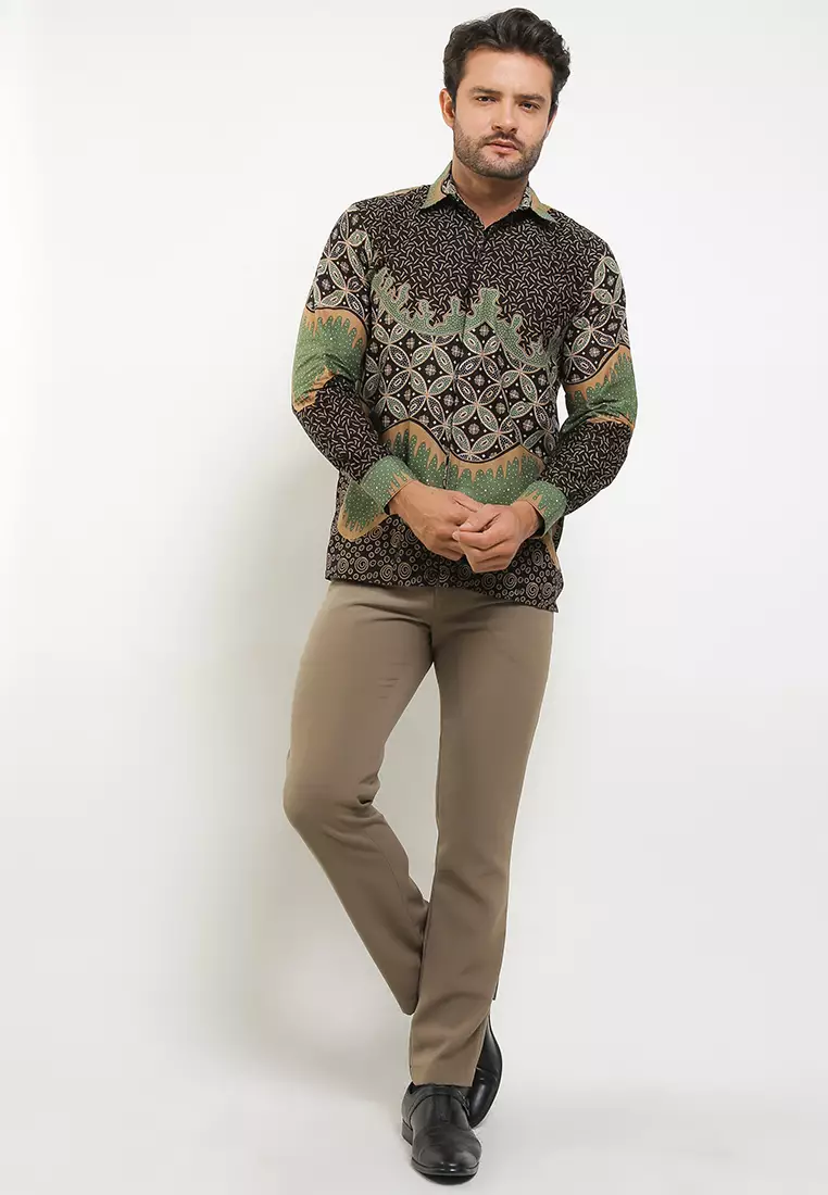 Kawung Kemeja Batik Exclusive Premium Pria Casual Modern Lengan Panjang