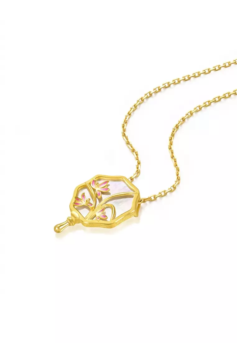 Cultural Blessings Daily Bliss 999.9 24K Solid Gold Mother of Pearl Orchid Pendant 92654P (Necklace not included)