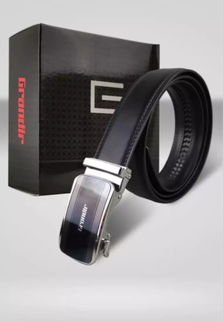 Grandir Ikat Pinggang Pria Kulit Sintetis Premium Sabuk Gesper Branded Impor Men Belt A 0911723301BLA