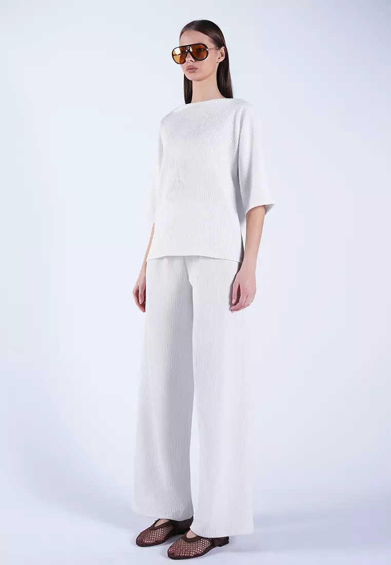 Bat Sleeve Blouse and Palazzo Trousers Set
