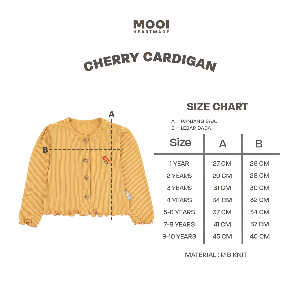 Mooi Cardigan Anak Cherry Cardigan - Marigold