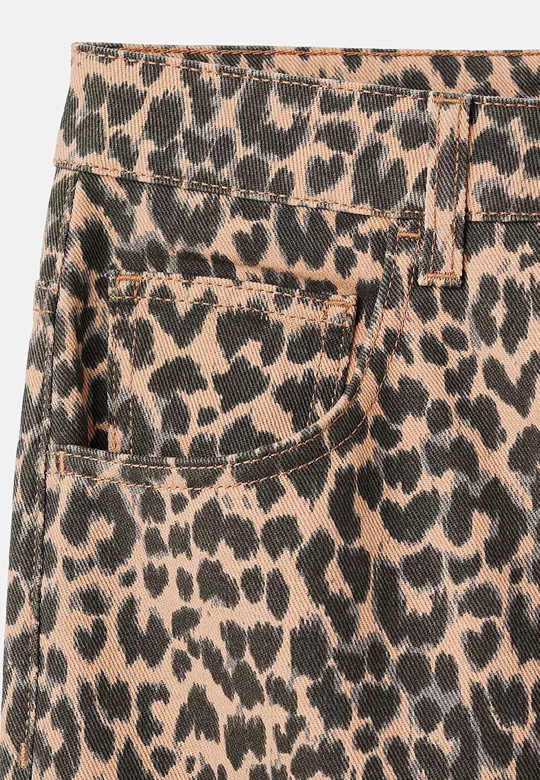 Leopard-Print Straight Jeans