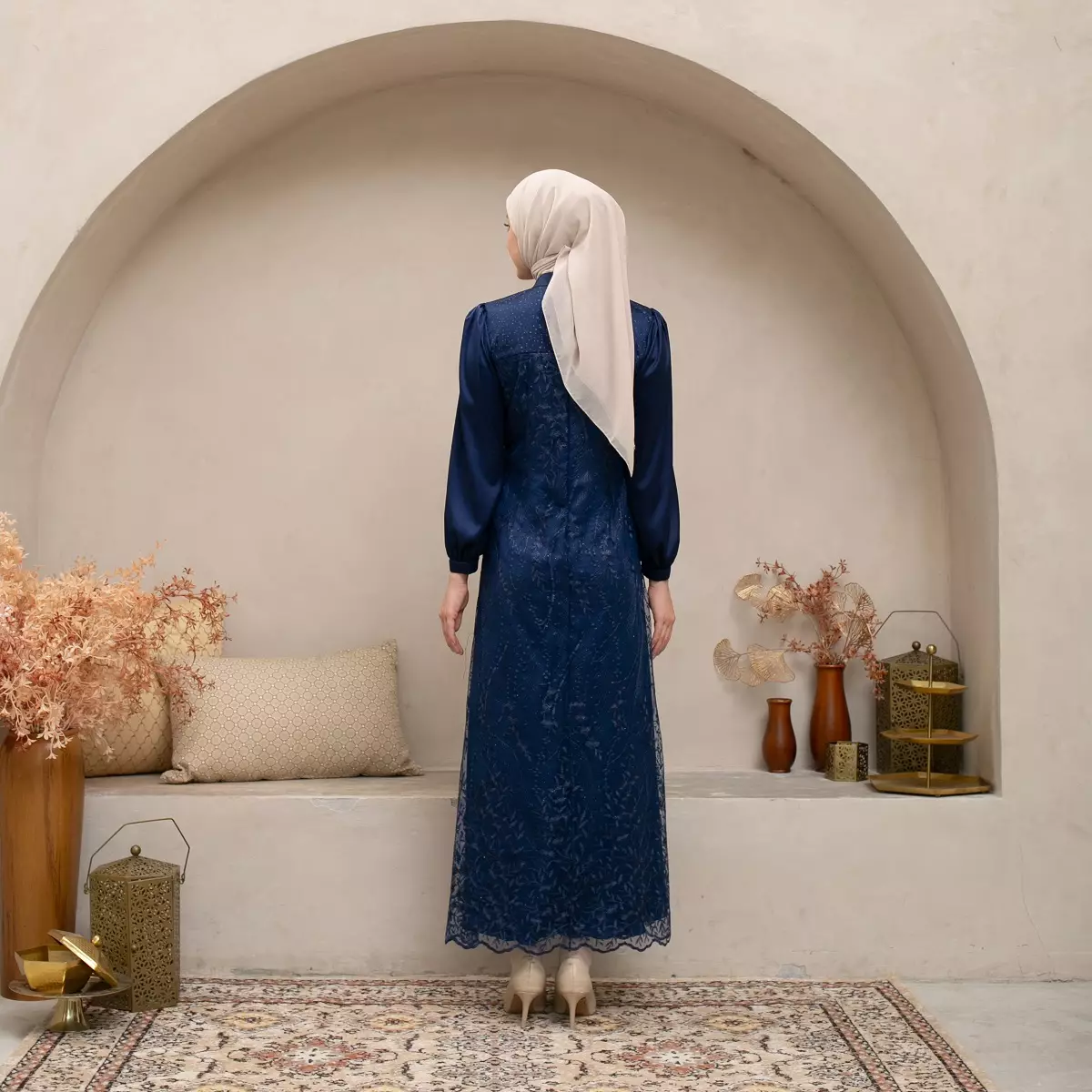 EPC Gamis Ameera - Navy Blue - Brocade Collection