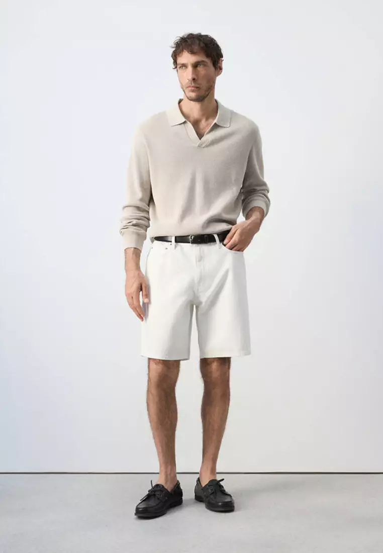 100% Cotton Ribbed Knit Polo Shirt