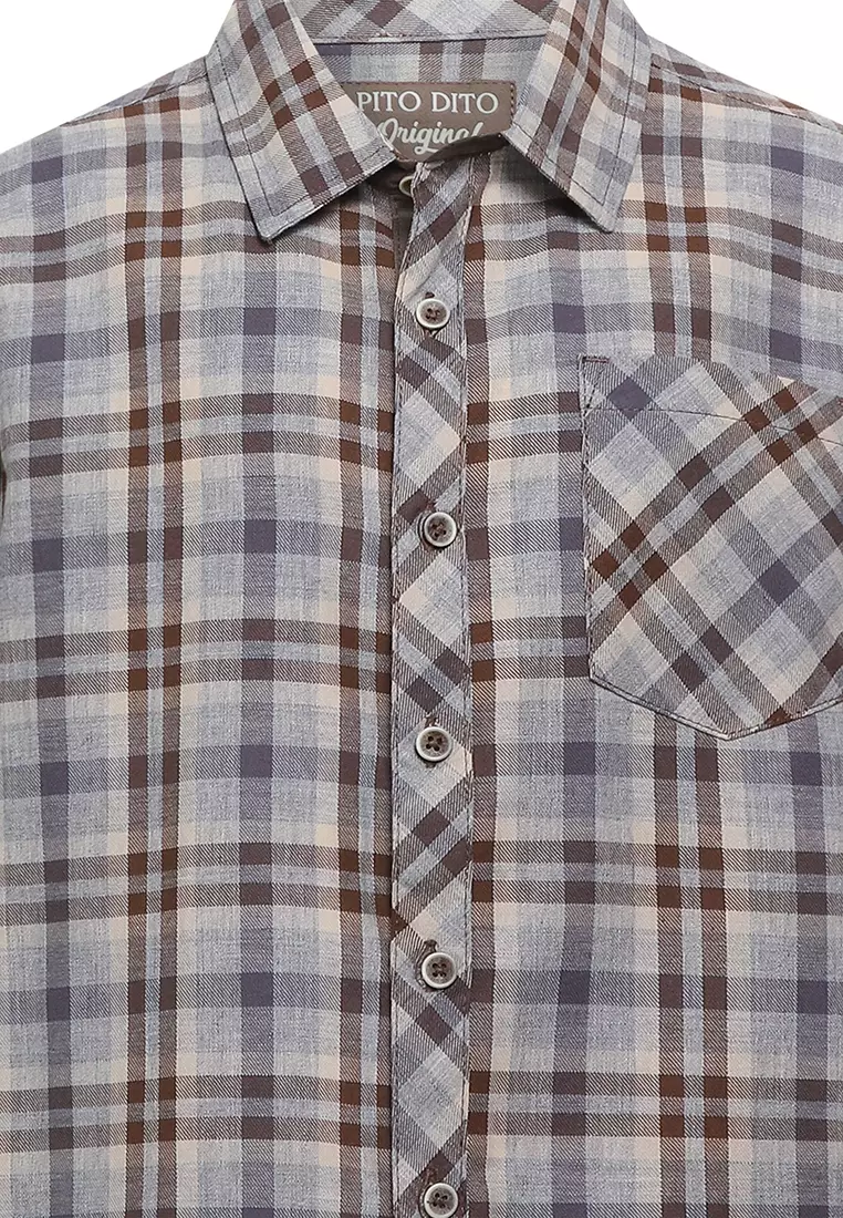 Pito Dito Boy Haberli Kemeja Pendek Anak Coklat