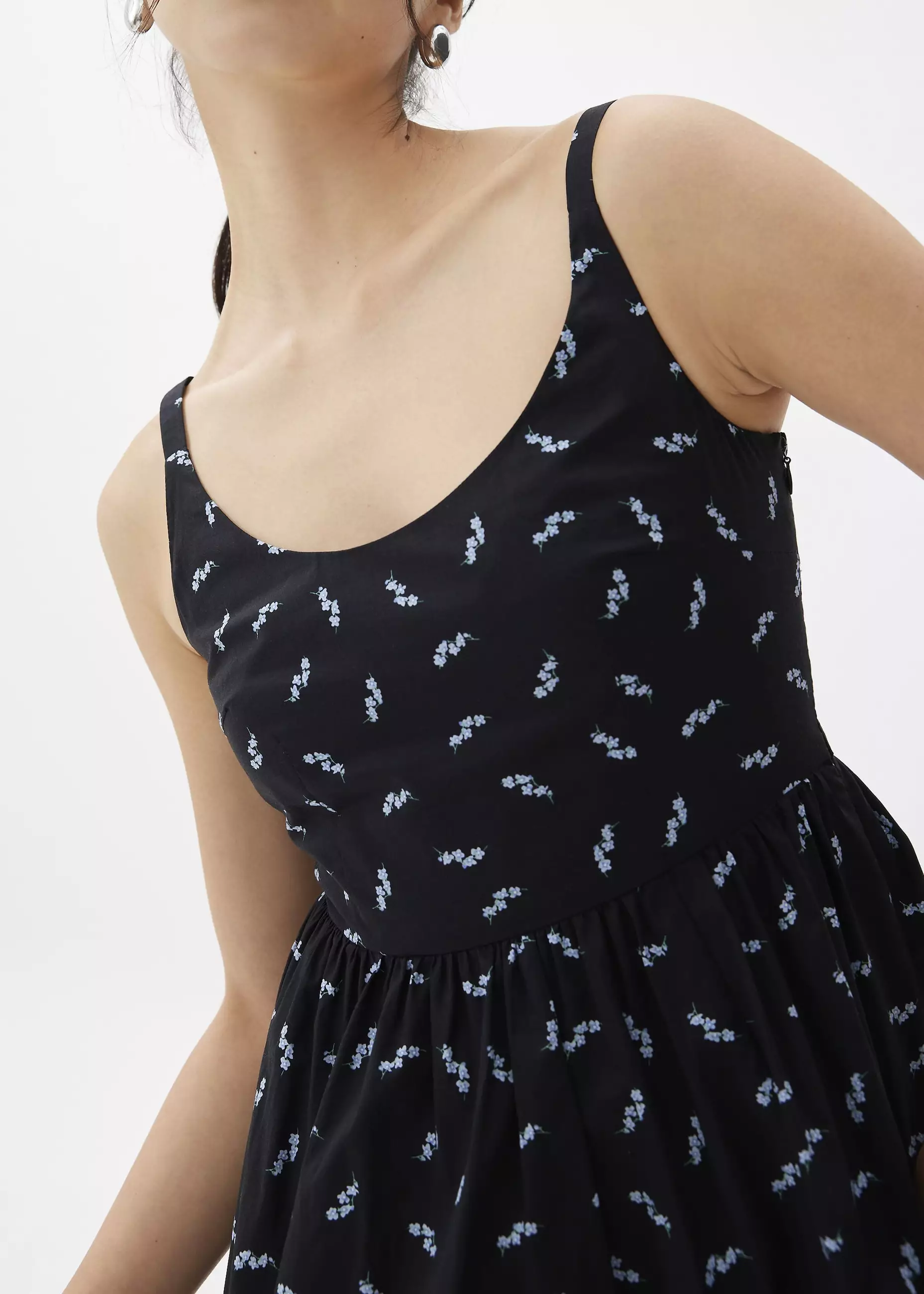 Dress Wanita - Floral Cotton Fit & Flare Midaxi Dress