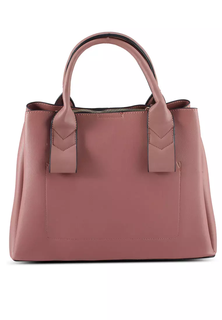 Faux Leather Multi-Compartment Convertible Top Handle