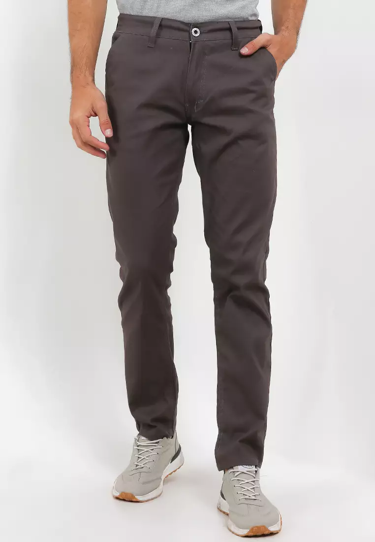 BULFARO Celana Chino Pants Cotton Twill Stretch - Grey