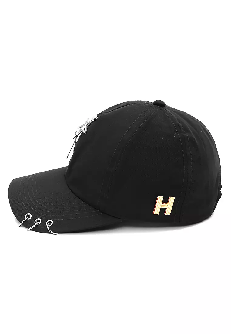 Drsh Topi Baseball Unisex Casual Sport Motive Stars Adjustable Material Cotton ORIGINAL - Black