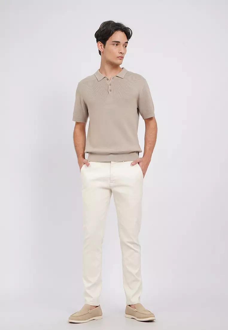 Textured Polo Shirt with Button