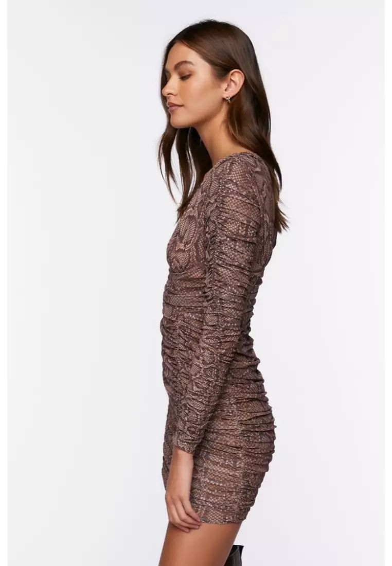 Mesh top snakeskin dress