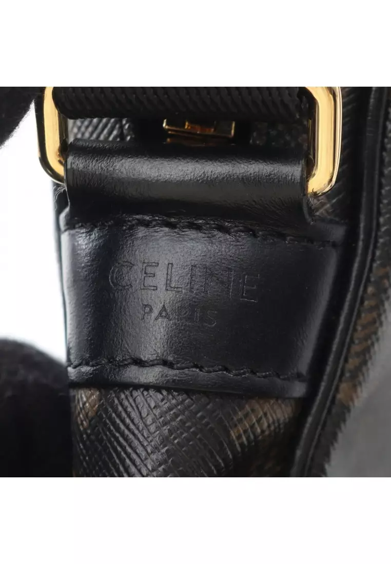 Pre-Loved Celine Triomphe Shoulder bag PVC leather black Brown