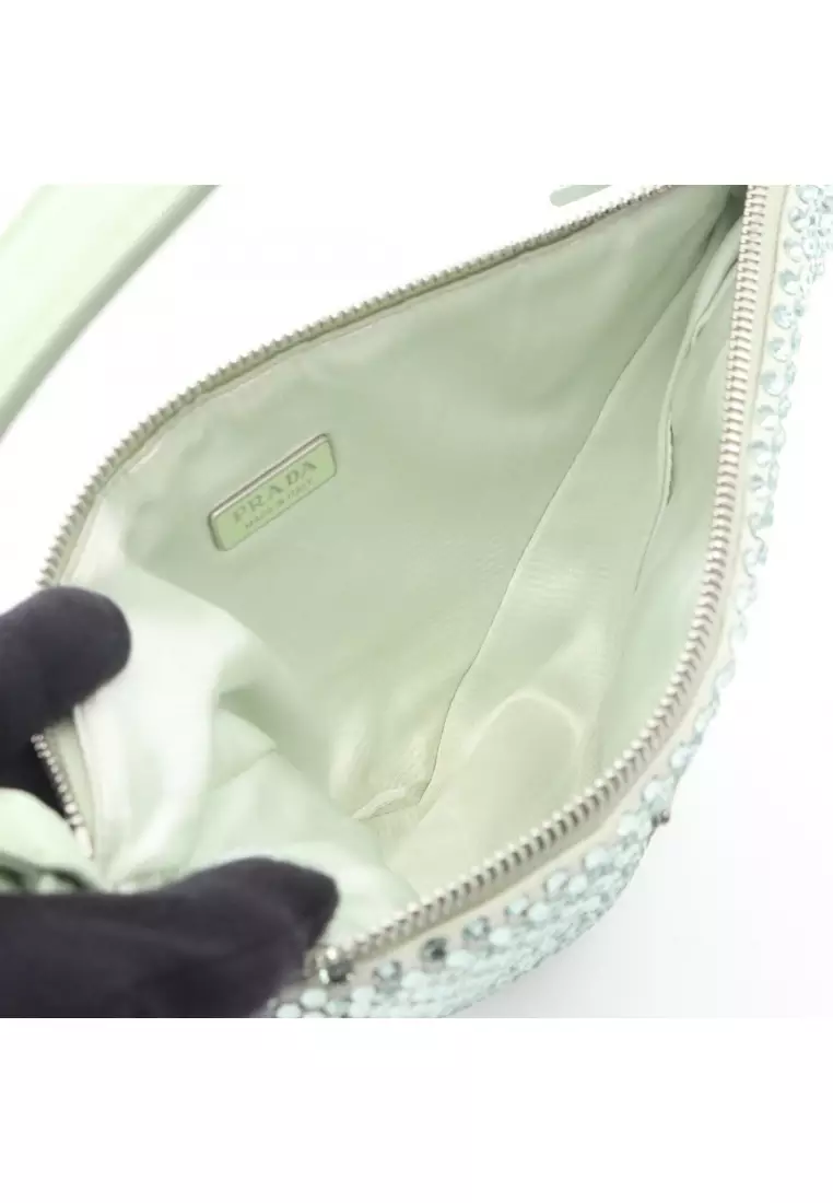 Pre-Loved Prada Shoulder bag satin Light green