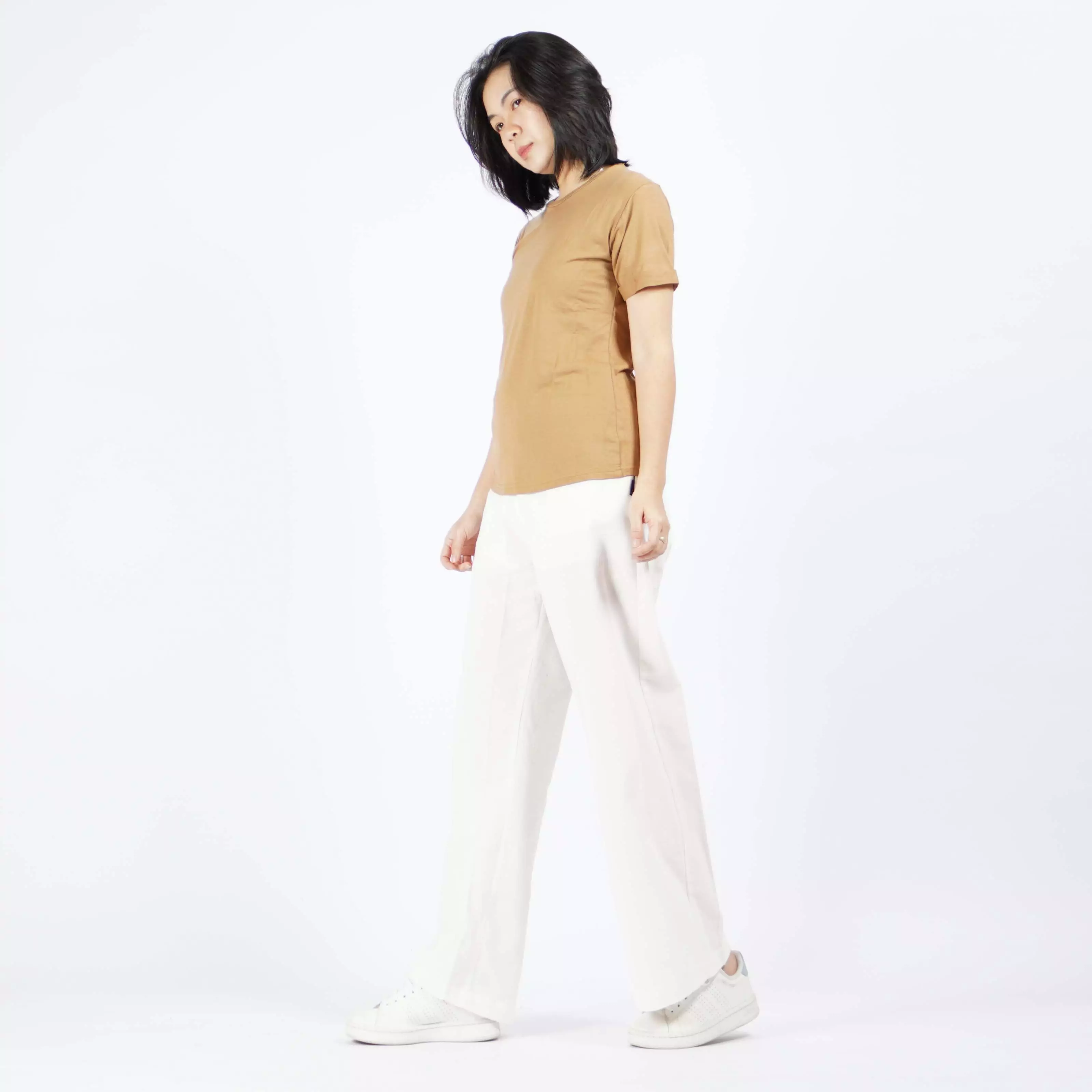  ALEXA TOP Kaos Wanita Lengan Pendek Casual TShirt Wanita - Coklat Tua