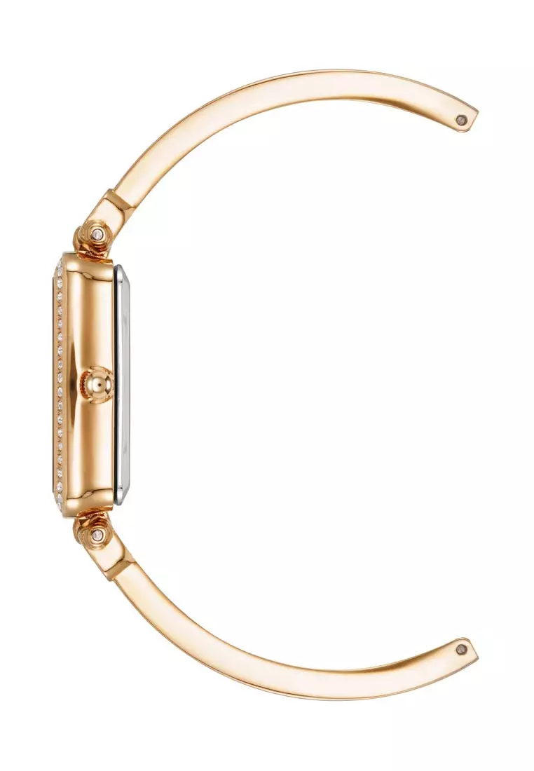 AK3898WTST0000 Rose Gold Rectangle Watch With White Mother Of Pearl Dial And With 1 Chain Bracelet With White Enamel Link in Stainless Steel Band