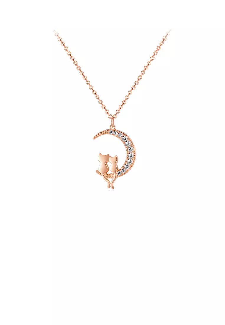 Cat and store moon necklace