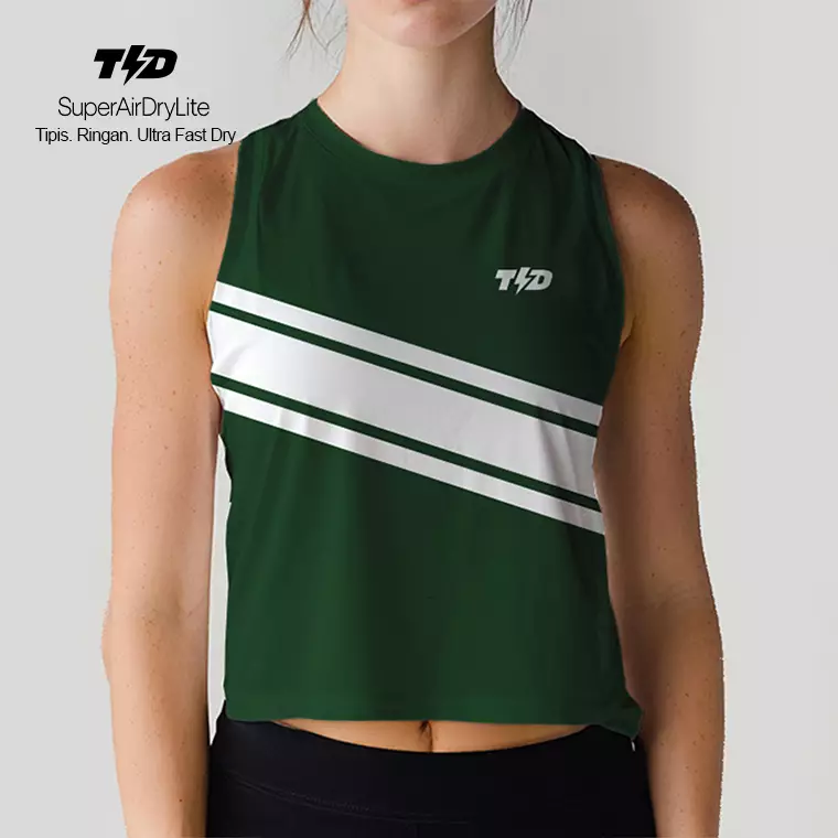LSE22 Crop Tank Top Lari Padel Gym "boston green 3lines" superairdrylite