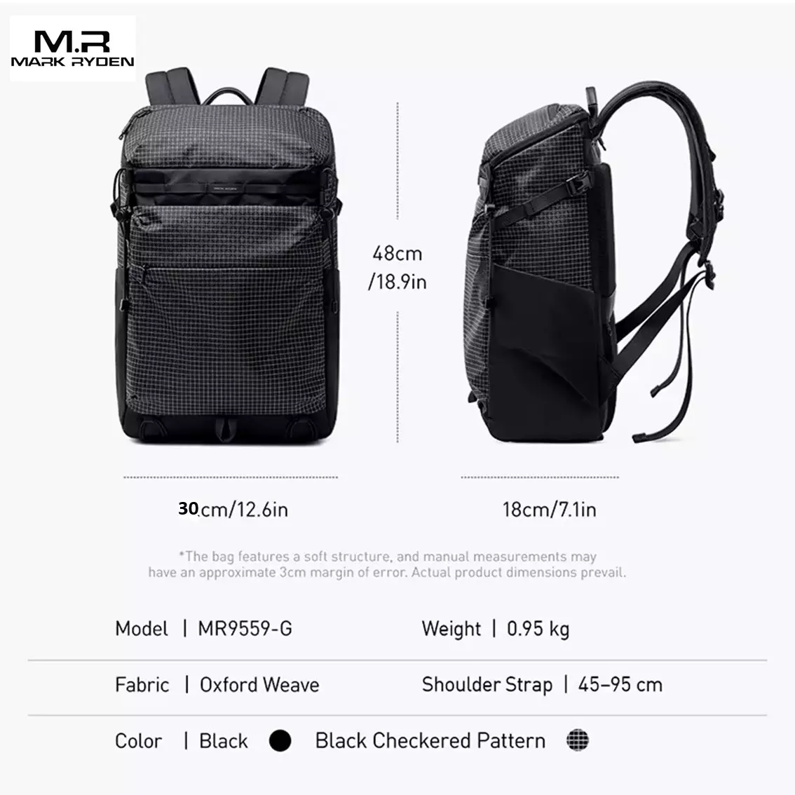 Mark Ryden Tas Ransel Backpack Laptop 15.6 Inch USB MR6075-BLACK