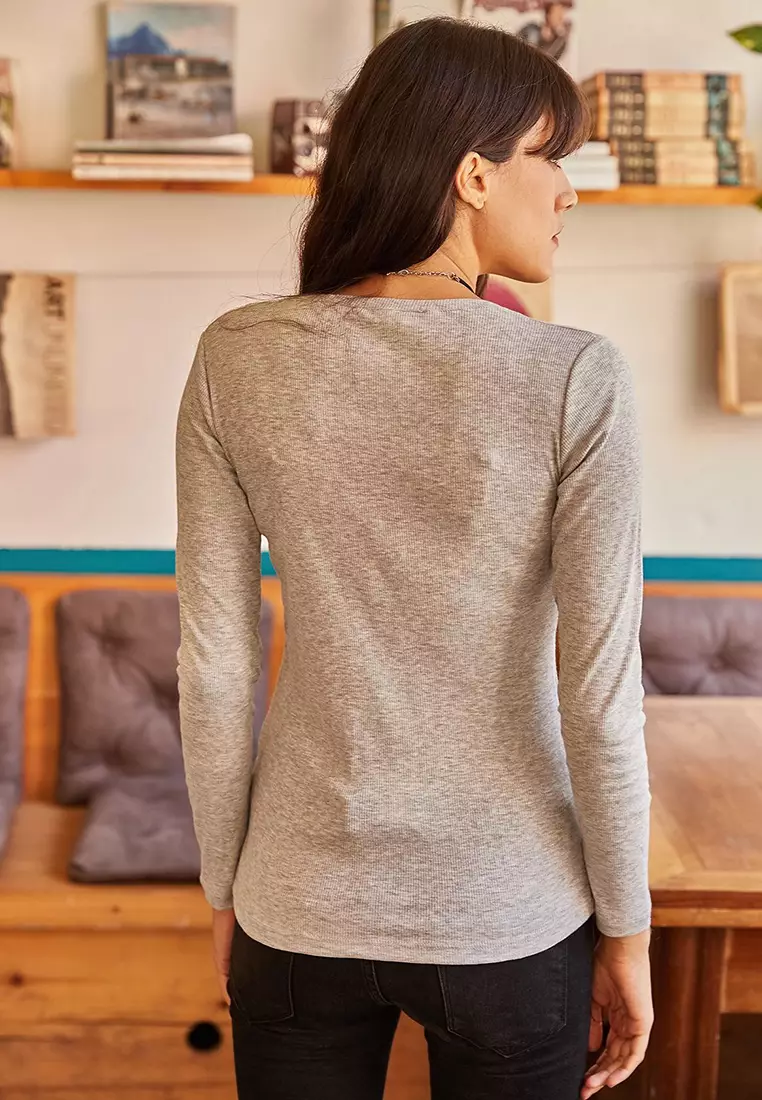 Long Sleeves Camisole Rib Top